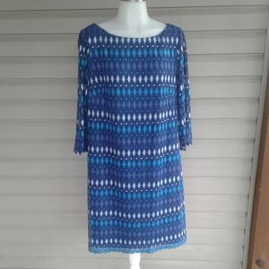 Jessica Howard Blue Crochet Lace Dress Sz. 14